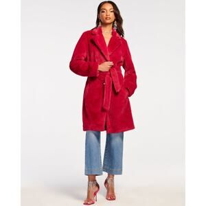 NWT Ramy Brook Sydney Faux Fur Jacket Coat Magenta Pink Women's Size Medium.